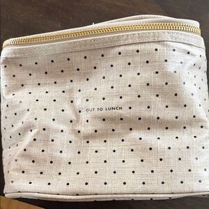 kate spade cream and black polka dot zip pouch